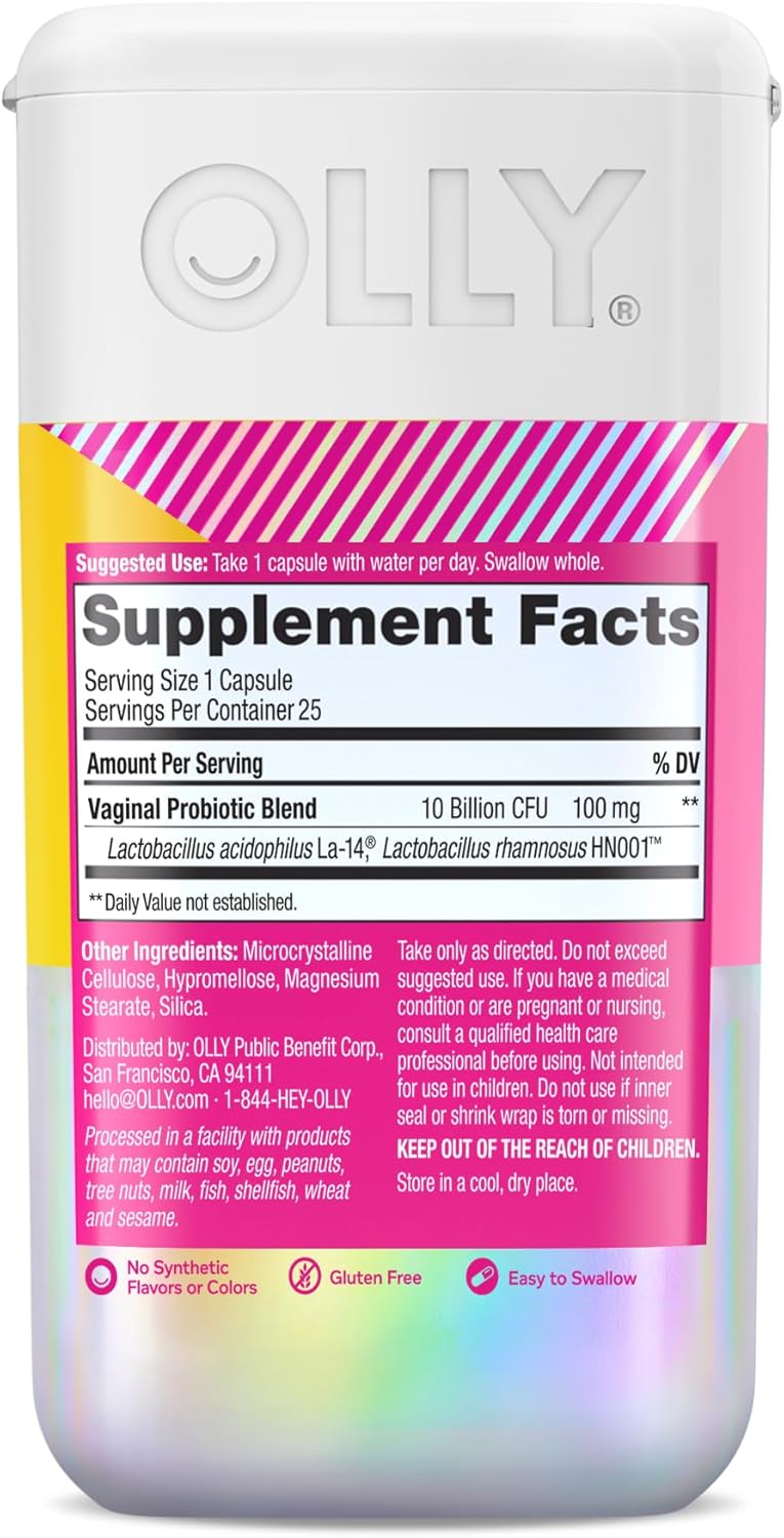 OLLY Happy Hoo-Ha Capsules, Probiotic for Women, Vaginal Health and pH Balance, 10 Billion CFU, Gluten Free - 25 Count - Image 9