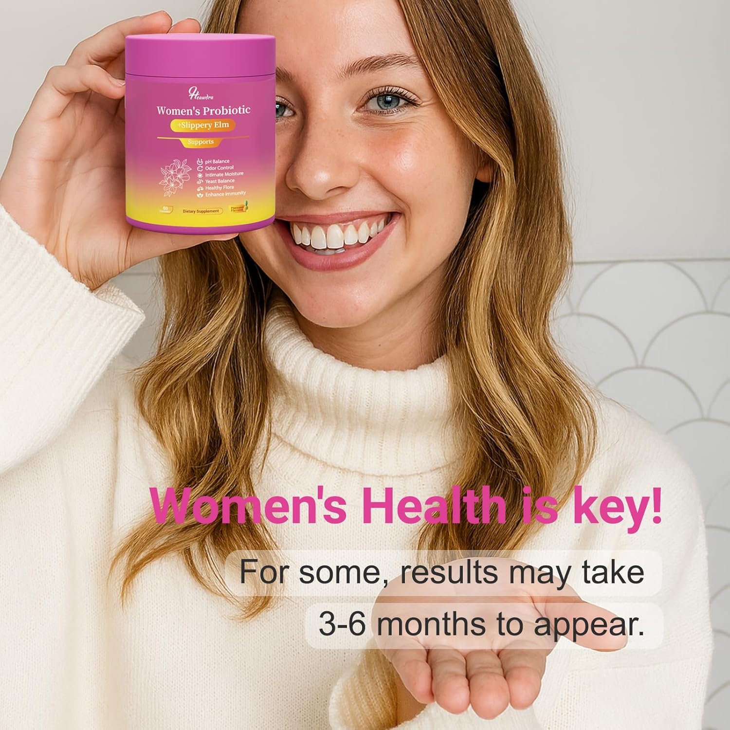 Her Juicy Women's Probiotic Gummies: Supports Women’s Wellness & pH Balance, Clean Vegan, Pineapple Flavor, Prebiotics & Lactobacillus Blend, with Slippery Elm, Gut Health & Immune Defense, 60 Gummies - Image 6