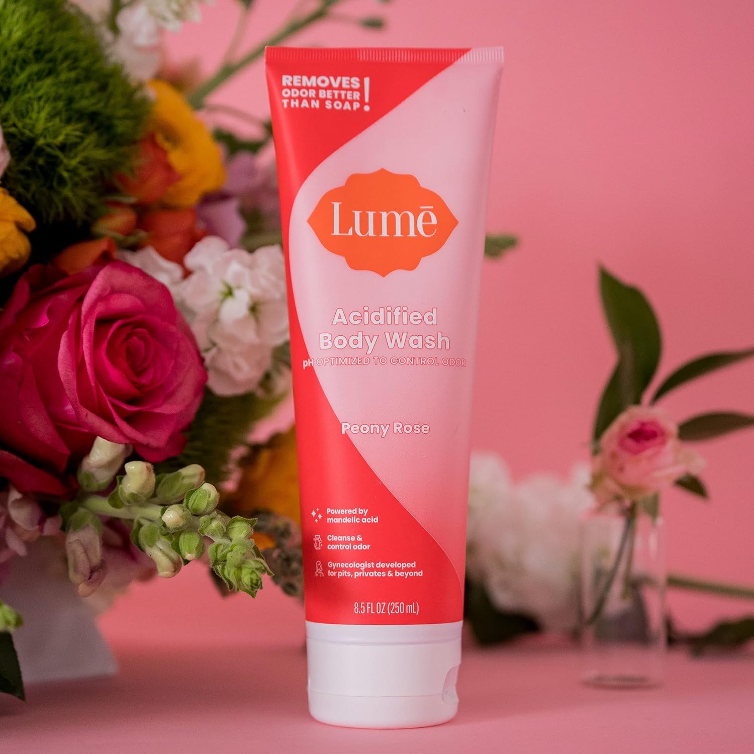 Lume Acidified Body Wash - 24 Hour Odor Control - Removes Odor Better than Soap - Moisturizing Formula - Formulated Without SLS or Parabens - OB/GYN Developed - 8.5 ounce (Peony Rose) - Image 8